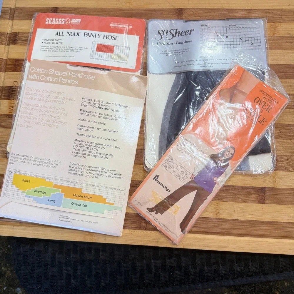 Vintage Pantyhose Lot Women Size A Average Multi NWT Retro Sheer Cotton Bundle